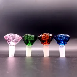 14 mm Glaskegel, Diamantschale, Kräuterhalter, Rauchzubehör in verschiedenen Farben, Kristallschiebestück für Bong
