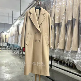 Women's Wool M's 2022 Autumn and Winter Women's Coat Max Coats Medium Long 101801 Classic Manual Double Breasted Cashmere Woman