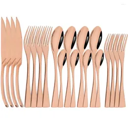 Zestawy zastaw obiadowych Western 20pcs Rose Gold Cutlery Zestaw stolików 304 Stek ze stali nierdzewnej Kinfe Kinfe Fork Tea łyżki kuchenne srebrne oprogramowanie