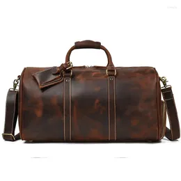 Duffel Bags Ruil Men's Retro Leather Travel Bag First Layer Cowhide Large-capacity Business Trip Handbag Shoulder Messenger