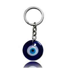 Key Rings 10Pcs/Lot Vintage Sier Turkish Teardrop Blue Glass Evil Eye Charm Keychain Gifts Fit Key Chains Accessories Jewelry A29 11 Dhmps
