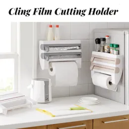 أدوات المطبخ الأخرى Cling Film Cutter Bamboo Wood Wrap Dispenser منظم تخزين الطعام لألومنيوم رقائق/شمع لوازم 221205