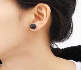 6mm 8mm 10mm溶岩岩スタッドイヤリングエッセンシャルオイルディフューザー天然石ステンレス鋼の耳ピン女性ファッションアロマセラピーJ8434182