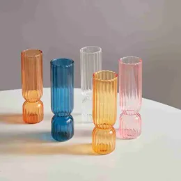 Vasos Vaso de vidro nórdico Pequenos vasos de vidro Arranjo de flores Acessórios para decoração de casa Moderna sala de estar Ornamento de vidro T221205