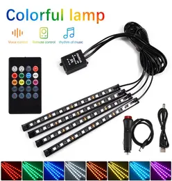 48LED CAR USB LED RGB Atmosphere Strip Light Fj￤rrkontroll Interi￶r Styling Dekorativ RGB LED Dynamic Ambient Strip Light1052587