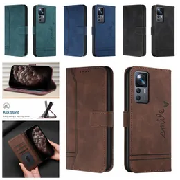 Vintage-Leder-Geldbörsenhüllen für Moto E22S Motorola G72 Xiaomi 12T Pro 13 5G Redmi A1 Plus A1, Hautgefühl, Handgefühl, Retro-Kredit-ID-Kartensteckplatz-Halter, Flip-Cover-Tasche