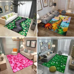 Carpets 3D Printed Pastoral Flowers For Living Room Bedroom Flower Rug And Carpet Bedside Antislip Blanket Tapis Salon Alfombra