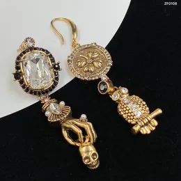 Мятежные властные женские серьги-подвески с жемчугом и черепом, сова, бриллианты, асимметрия, женские серьги-гвоздики ME1 --09, дизайнерские украшения