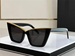 새로운 패션 디자인 여성 선글라스 570 고양이 눈 아세테이트 프레임 금속 탑 림 인기 스타일 야외 UV400 보호 안경을 특징으로합니다.