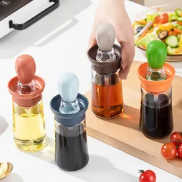 2 In 1 Glass Olive Oil Dispenser Bottle With Silicone Brush Kitchen Oil Bottle for Kitchen Cooking Frying Baking BBQ