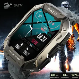 C20 군사 스마트 워치 남자 카본 블랙 울트라 육군 야외 IP68 5ATM 방수 심박수 혈액 산소 Smartwatch 2022