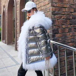 Women's Down Parkas Maomaokong Jacket Winter Women Natural Real Fur Collar Waterproof Coat Loose Silver Thick Warm Luxury 221205