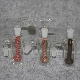 Glass Ash Catcher för vattenpipa vattenrör bongs 45 graders duschhuvud perkolator en inuti 14 mm 18mm gemensamt tjock klar askatcher