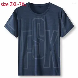 T-shirt da uomo Large Arrival Fashion O-Collo Super Summer Men Stripe Stampato Asciugatura rapida Manica corta Lavorato a maglia Casual Taglie forti XL-6XL 7XL