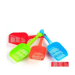 Cat Grooming Plastic Pet Fecal Cleaning Spade Mti Color With Handle Cat Litter Shovel Durable Thicken Pets Supplies 1Tt Cb Drop Deli Dhza7