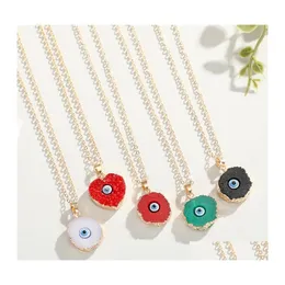 Pendentif Colliers Inspiré Bijoux Résine Druzy Evil Eye Jeart Pendentif Rond Colliers Faits À La Main Fête De Noël Cadeau D'anniversaire Pour Wom Dh9Pj