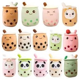 Kawaii Small Size Cartoon Bubble Tea Cup Peluche Toys Funny Boba Pillow Stuffed Soft Strawberry Panda Milk Tea Cushion Baby Gifts FY7949