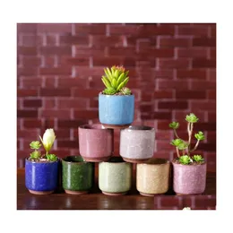 Planters krukor Ice Crack Flower Potts Succent Garden Plants Pot Mini Thumb Desk Office Flower Havar Ceramic High Quality 3 Ty Bvkk Dro Dhiae