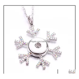 Pendant Necklaces Pendant Necklaces Pendants Jewelry Fashion Snowflake Crystal Snap Button Necklace 18Mm Ginger Snaps Buttons Charms Otmsh