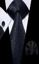 Masculino amarre preto 100 seda estampa de seda Conjunto de moda para festa de casamento casual festa de festa casual jacquard tecida n30405972267