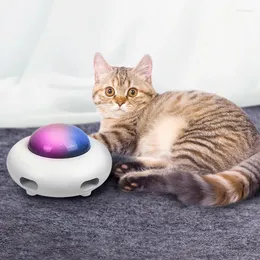 猫のおもちゃスマートティーザーUFOペットターンテーブルキャッチトレーニングUSB充電交換可能な羽毛インタラクティブオート