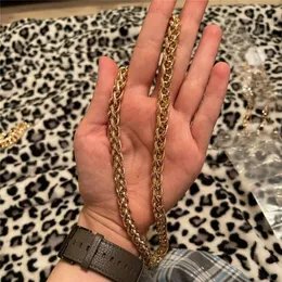 Kedjor ankomster trendiga chunky guldf￤rgpl￤tering punkkedja fl￤tad halsband f￶r kvinnor flicka bohemia rep vintage smycken