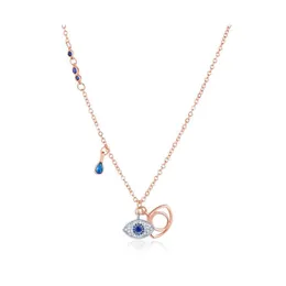 Anhänger Halsketten Evil Eye Anhänger Halsketten Für Frauen Blaue Kristall Anhänger Rose Gold Kette Halskette Mode Schmuck Drop Lieferung Dh2Cu