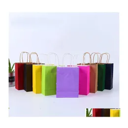 Packing Paper Shop Bags Kraft Paper Mtifunction High Quality Soft Color With Handles Festival Gift Packaging Bag 21X15X8Cm 164 K2 Dr Dhqdk