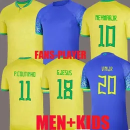 COUTINHO Fotbollströja Camiseta de futbol PAQUETA BRAZILS 2022 World Cup Special tröja Kit JESUS MARCELO PELE CASEMIRO BRASIL maillots fotboll Dam barn Kit