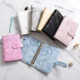 A6 Marbling Color Notebook Binder Pu Leather 6 Rings Notepad Spiral Loose Leaf Notepads Cover Diary Shell For Student SN4759