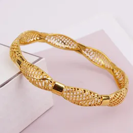 Hollow Fashion Women Bangle Bracelet Solid 18k Yellow Gold Lady Can Open Statement Bangle Jewelry Present