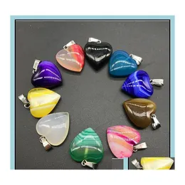 Charms Charms 20Mm Assorted Stripe Agate Heart Stone Pendants For Earrings Necklace Jewelry Making Drop Delivery 2021 Findings Com F Ot8Lw