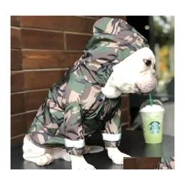 Hundkläder Pet Tide Card Raincoat Dog Clothes Fights Thailand Di Xue Narey Waterproof Anti Snow Wind Proof Camouflage 45SJ DD Drop Dhwij