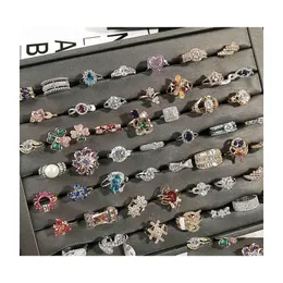 Z bocznymi kamieniami Sier Złoty Pierścień Colorfinf z bocznymi kamieniami moda Bling Crystal Wysoka jakość koreańska biżuteria hurtownia C3 D Dhduk