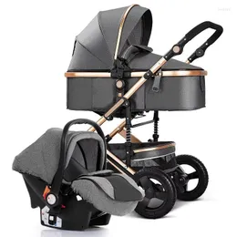 Barnvagnar baby barnvagn 3 i 1 fyra hjul barnvagn vagn kinderwagen lyxig buggy f￶dd pressstol h￶g landskap