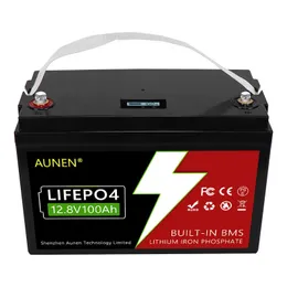 AUNEN 12V 100AH Lifepo4 rechargeable deep cycle Lithium iron battery 12v100ah with BMS for RV/solar system/yacht/golf carts