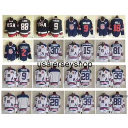 Hockey Jersey Team USA White Patrick Kane Zach Parise Jamie Langenbrunner Brian Rafalski Tim Thomas Ryan Miller Phil Kessel Brett Hull Ice