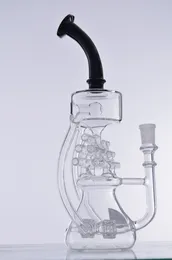 Narghilè Bong in vetro da 12 pollici con doppio pneumatico Perc Water Recycler Oil Dab Rig Tubi da fumo maschili da 14 mm