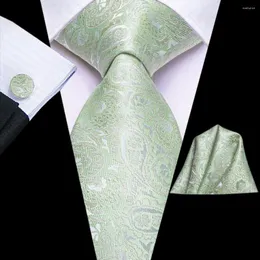 Fluga Paisley Grön 2022 Modemärke För Män Bröllopsfest Slips Set Handky Manschettknappar Present Partihandel Hi-Tie Dropship