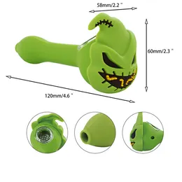 Oogie Boogie Man hand pipe creative silicone pipes glass smoking kit tabacco burning dab rig two colors optional including bowl accessories Christmas gift
