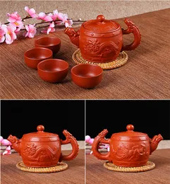 Conjuntos de Teaware 5pcs Conjunto de chá de Kung Fu de 1 xícaras de 4 xícaras de 150 ml chinês xi shi porcelana cerâmica yixing chaleira de argila roxa