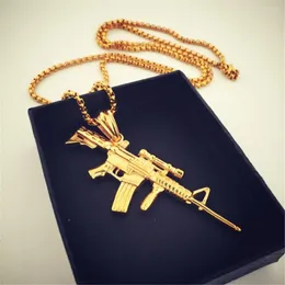 Colares pendentes 2022 SNPQ Hiphop Nightclub Performance Desempenho Hip-Hop Gun Tg Gun For Men Rock Style Gold Color User