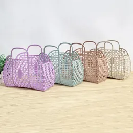Mini brinquedos de plástico de armazenamento cesto de crianças bebês lavanderia portátil cestas de alimentos ocos armazenamento de frutas pendurado frutas de cozinha organizador