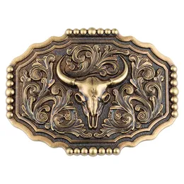 Floral Design Cow Bull Head Cowboy Belt Buckles For Western Fashion Men Belts Accessories