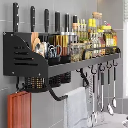 Övrig kök Storage Organization Wall-Moned Rack Multiple Aluminium Hyllor Arrangör Spices Chopsticks Holder Accessorie 221205