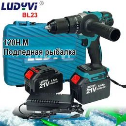 V MM Brushless Electric Drill NM mah Battery Cordless Screwdriver With Impact Function Can Ice Power Tools