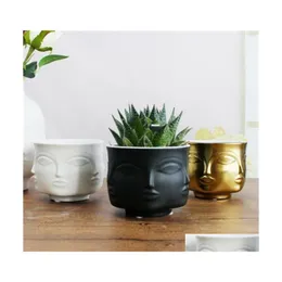 Planters Pots Human Face Planters Pots Flowerpot Ceramics Floral Vase Modern Succent Plants Storage Tank Home Man And Women Contra Dhs5W