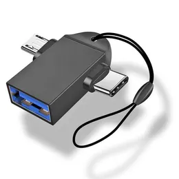 OTG Type C Adapter 2in1 Micro USB إلى USB C Adapter محول الهاتف المحمول قارئ محرك أقراص موصل الماوس موصل USB