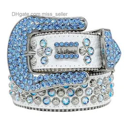 Designer Bb Simon Belts for Men Women Shiny diamond belt Black on Black Blue white multicolour with bling rhinestones as gift miss seller