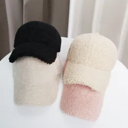 قبعات الكرة غير الرسمية في الهواء الطلق دافئ فتاة الشتاء النساء قابلة للتعديل Lamb Wool Wool Baseball Hiphop Hat Hat Visor Man Sun 221205